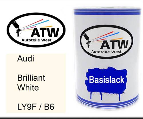 Audi, Brilliant White, LY9F / B6: 500ml Lackdose, von ATW Autoteile West.